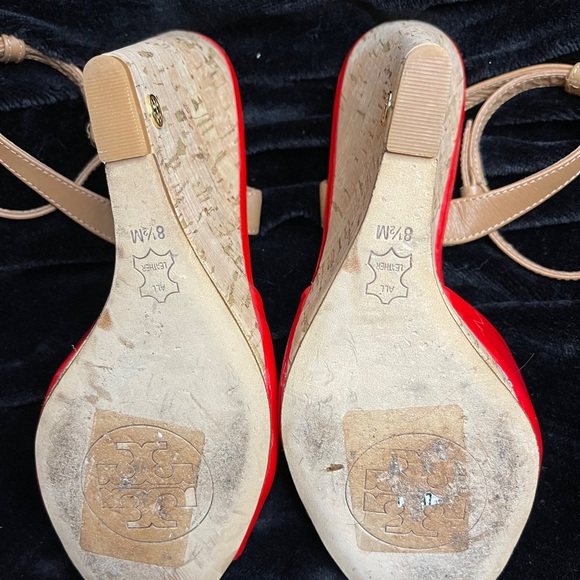 Tory Burch Ashton Patent Cork Wedge Sandals - Picture 2 of 4